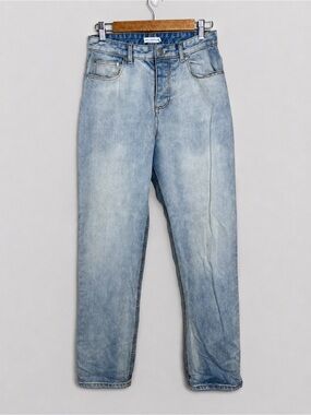 Avec Les Filles Jeans Size 27 Denim Straight Leg Light Wash Button Fly Hi Rise